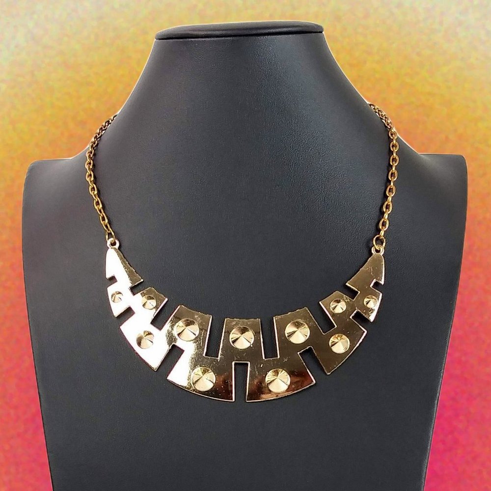 Gold Tone Gladiator Cable Link Statement Collar Necklace